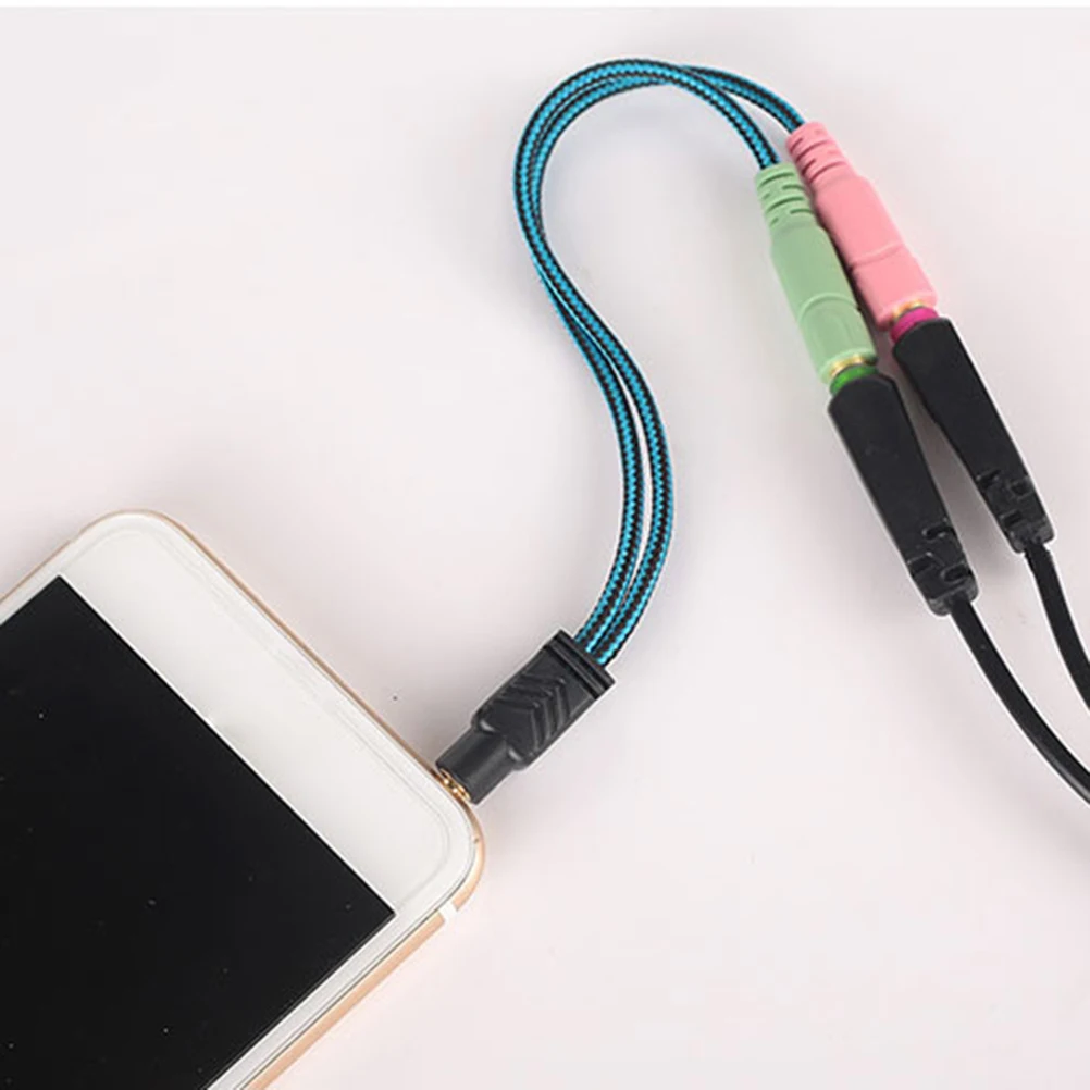 

2 in 1 3.5mm Headset Splitter Female to 2 Dual 3.5mm Male Stereo Audio Mic Cable Adapter Pc Laptop Chat Audio Mic Splitter