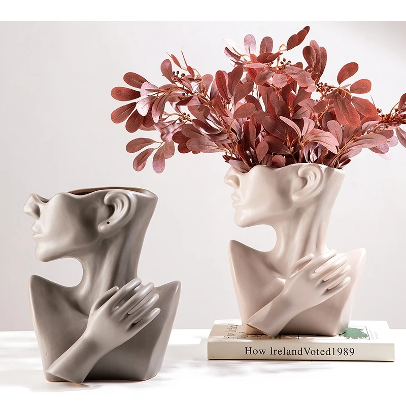 vaso-artistico-in-ceramica-europea-con-volto-umano-floreale-moderno-astratto-armadietto-del-vino-tavolo-da-pranzo-composizione-floreale