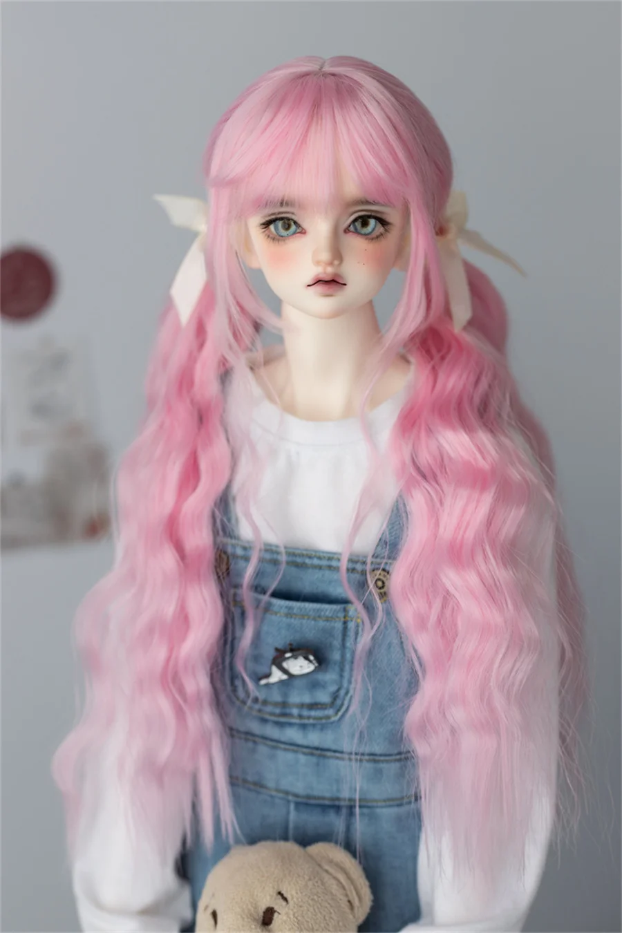 BJD wig applies to 1/3 doll girl high temperature silk wig double ponytail curls BJD accessories