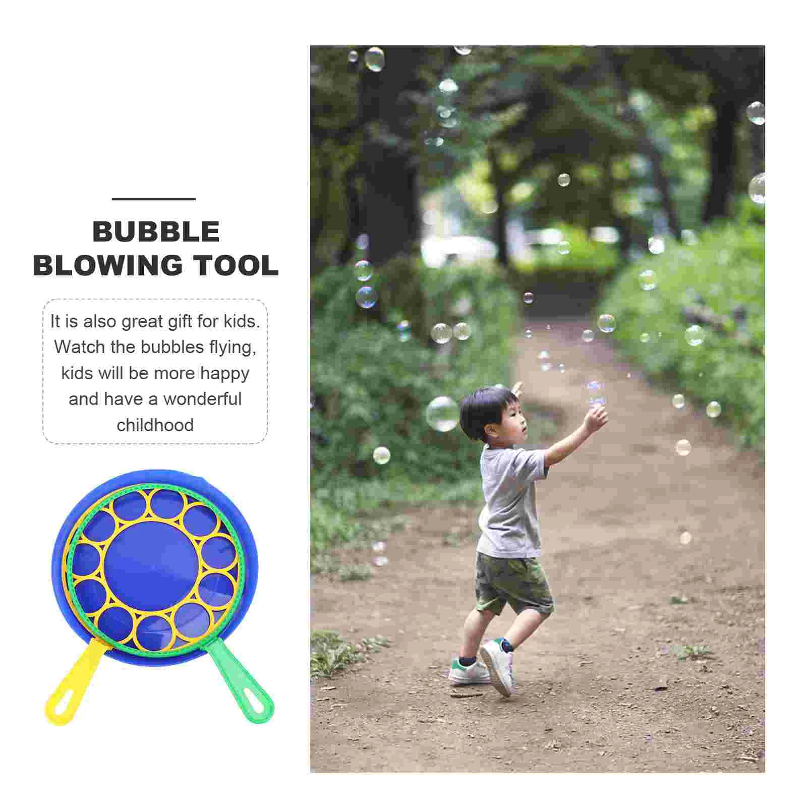 3pcs Bubble Bubble Wand Tool Bubble Maker Blowing Set for Kids Children (1pc Plate + 2pcs Hoop) kids toys