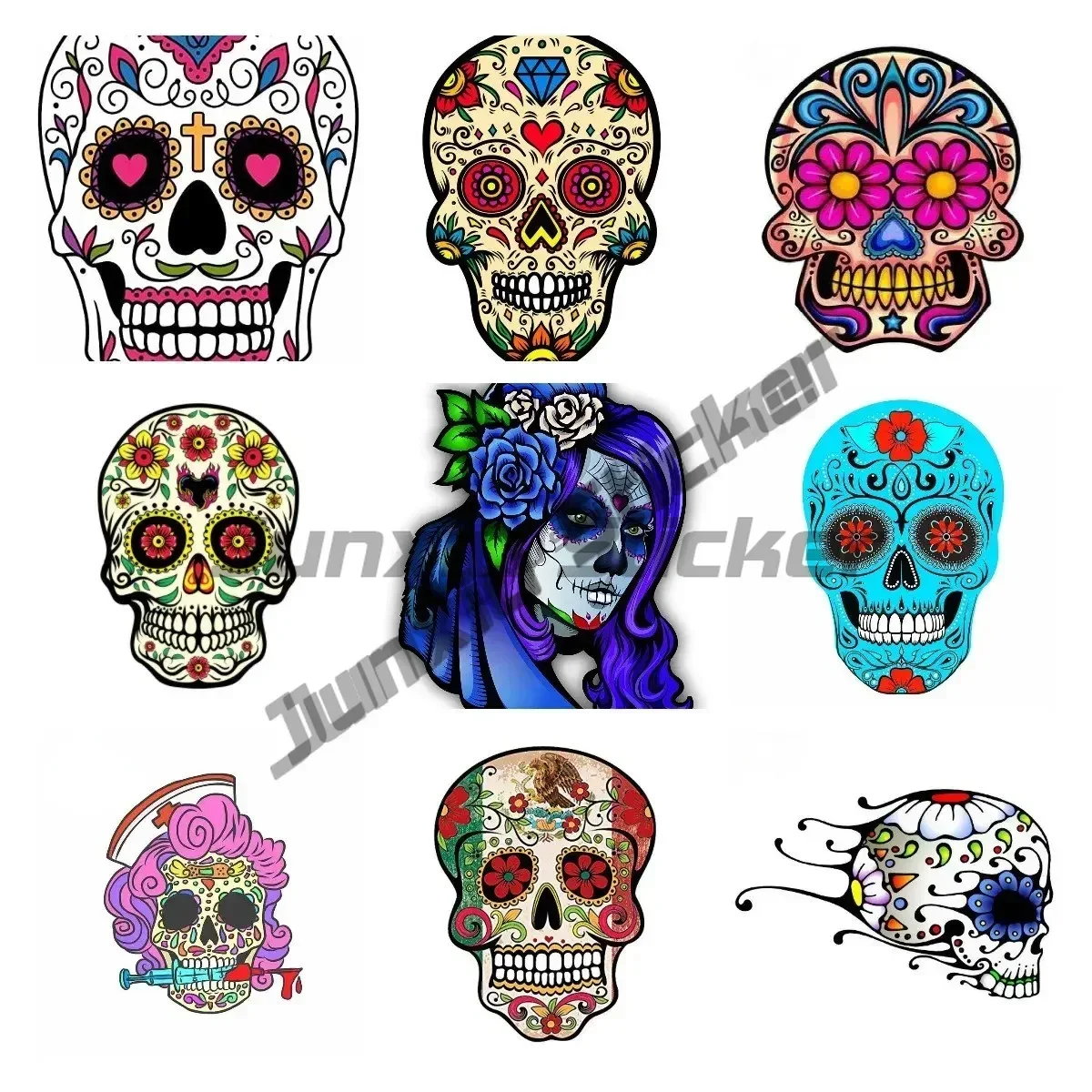

Mexico Sugar Skull Stickers Premium Quality Skeleton Ghost Motorcycle Email Graffiti Sticker Waterproof Decoration Accessories