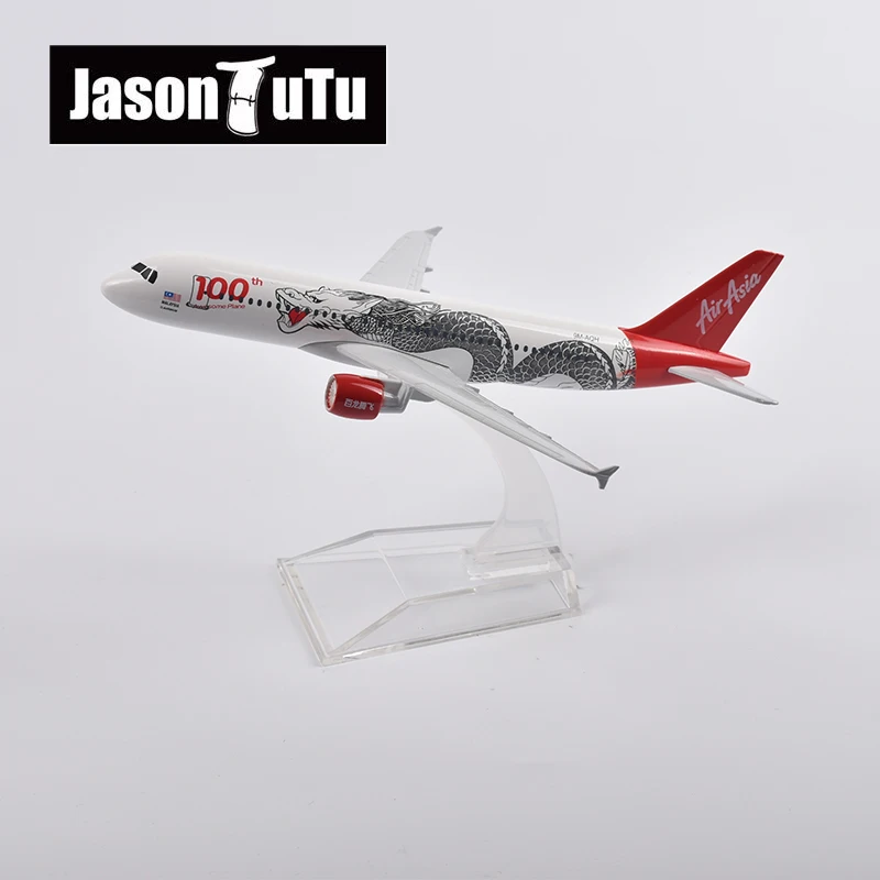JASON TUTU 1/400 Scale Diecast Metal AirAsia White Dragon Airbus A320 Aircraft Model 16CM Miniature Authentic Collecti Gift