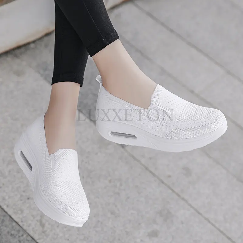 Women Shoes Comfort Increase Flats Shoes WomenWeave Breathable Casual Shoes Women Hollow Out Shoes Zapatos De Mujer