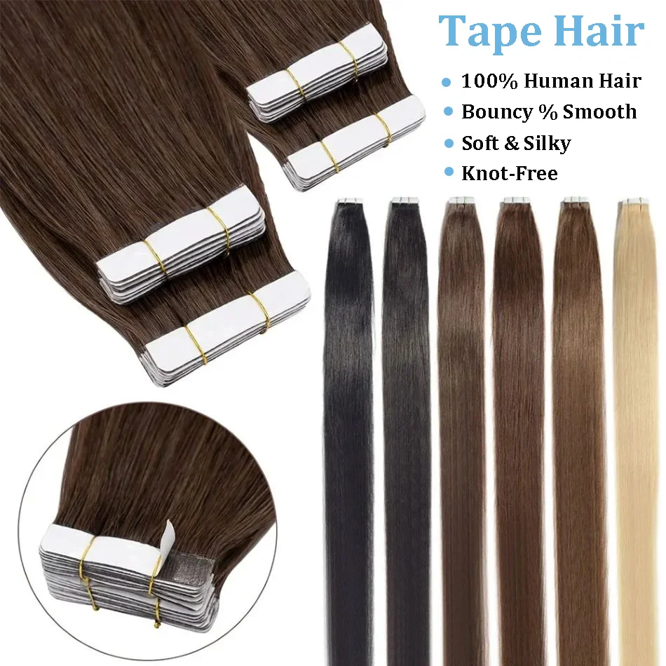 Tape in Human Hair Extension Straight Brazilian Human Hair Extension 2.5g 20pcs 50g Tapes Hair 100% Human Hair Natural Tape Hair image 2