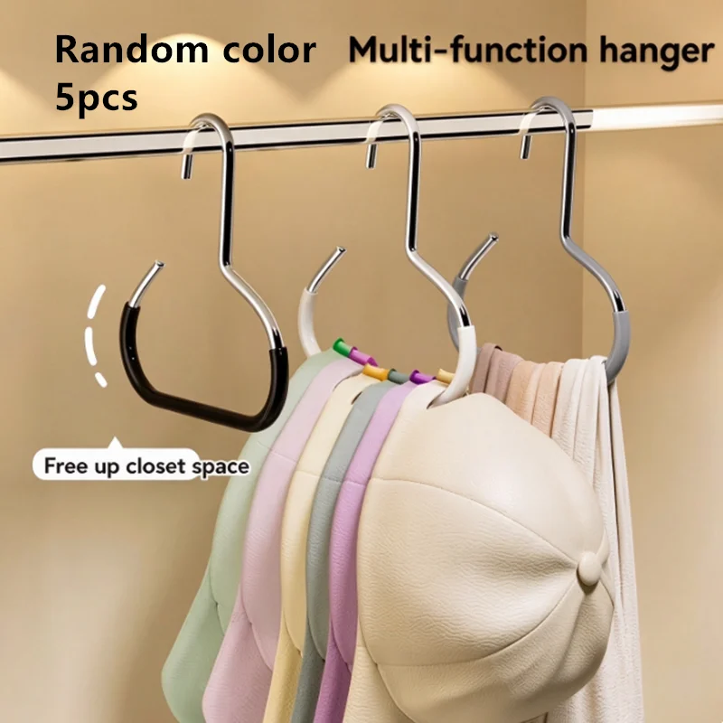 5 Random Color Simple Hat Storage Hooks, Made of Metal, for Organizing Scarves, Belts, Bras, and Bags; One Hanger Can Hold 8 High-Top Hats; Built-In Hanging Baseball Cap Hanger for Dormitory Wardrobes; Multifunctional Hanging Hat Display Rack for Home Use