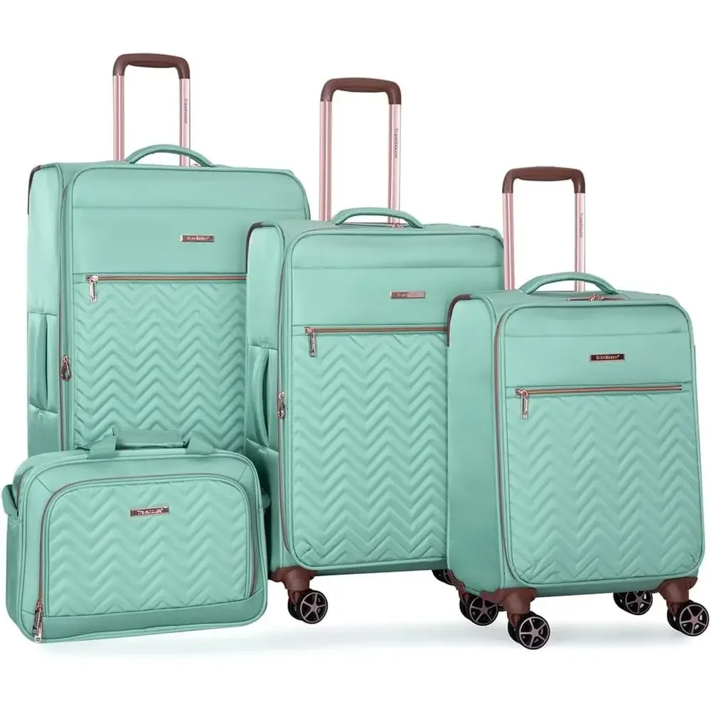 

Expandable Lightweight Suitcase Set with Double Spinner Wheels: 4-Piece, 16/20/24/28-Inch, Green