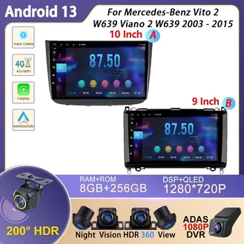 Android radio für mercedes-benz vito 2 w639 viano 2 w639 2003-2015 auto video multimedia player stereo navigation gps 5g wifi