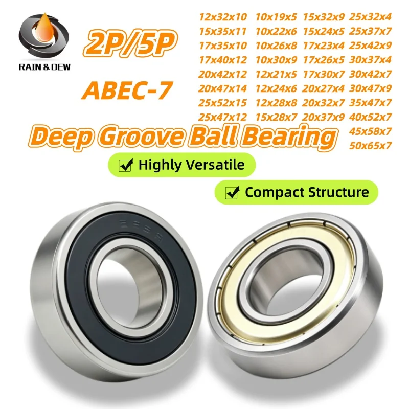 6800 6801 6802 6803 6804 6805 6900 6901 6902 6903 6703 6706 -2RS ZZ 2/5pcs Bearing Ultra Thin Wall Rubber Shielded Ball Bearings
