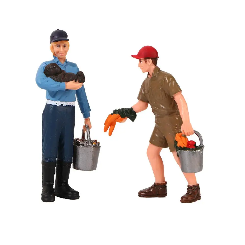 1:25 Farm Human Figurines PVC Farm Animal Farmer Staff Feeder Models Educational Learning Kids Toys Gift DIY Micro Country Decor