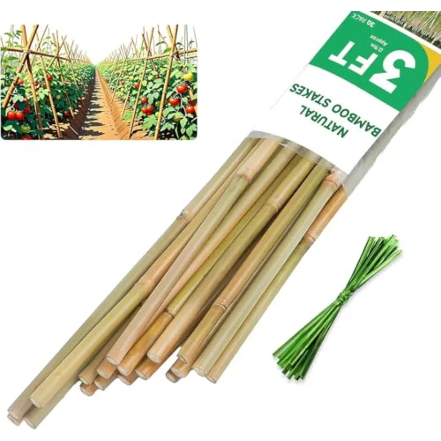Natural Bamboo Plant Stake, 3FT 30Pcs Sturdy Bamboo Poles, Durable Plant Bamboo Stake, Garden Climbing Plant Bracket.