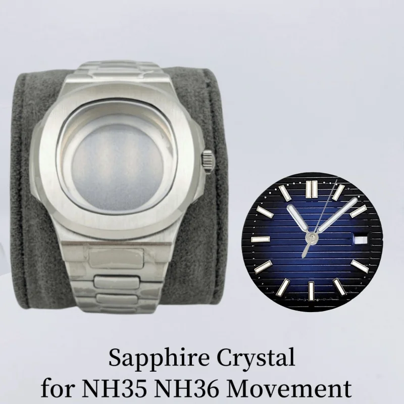 41mm Watch Case Silver for PP Nautilus PP NH35/36/38/70/72 Automatic Movement Fit 30.5mm Dial Sapphire Crystal 316l Accessories