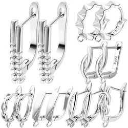 Juya 4 8 pz/lotto fatto a mano placcato argento Anti-allergia fissaggio Ear Wire Fixtures ganci per orecchini per la creazione di orecchini da donna fai da te