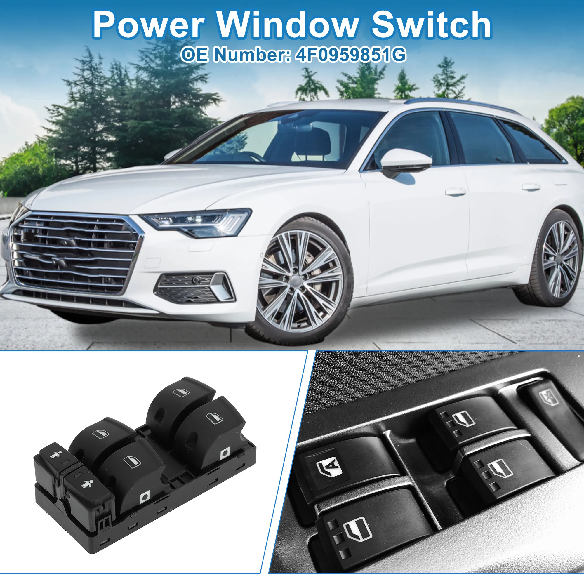 Uxcell-Audi a6、quattro s6、q7、no。4f0959851g用のフロント左側パワーウィンドウスイッチ