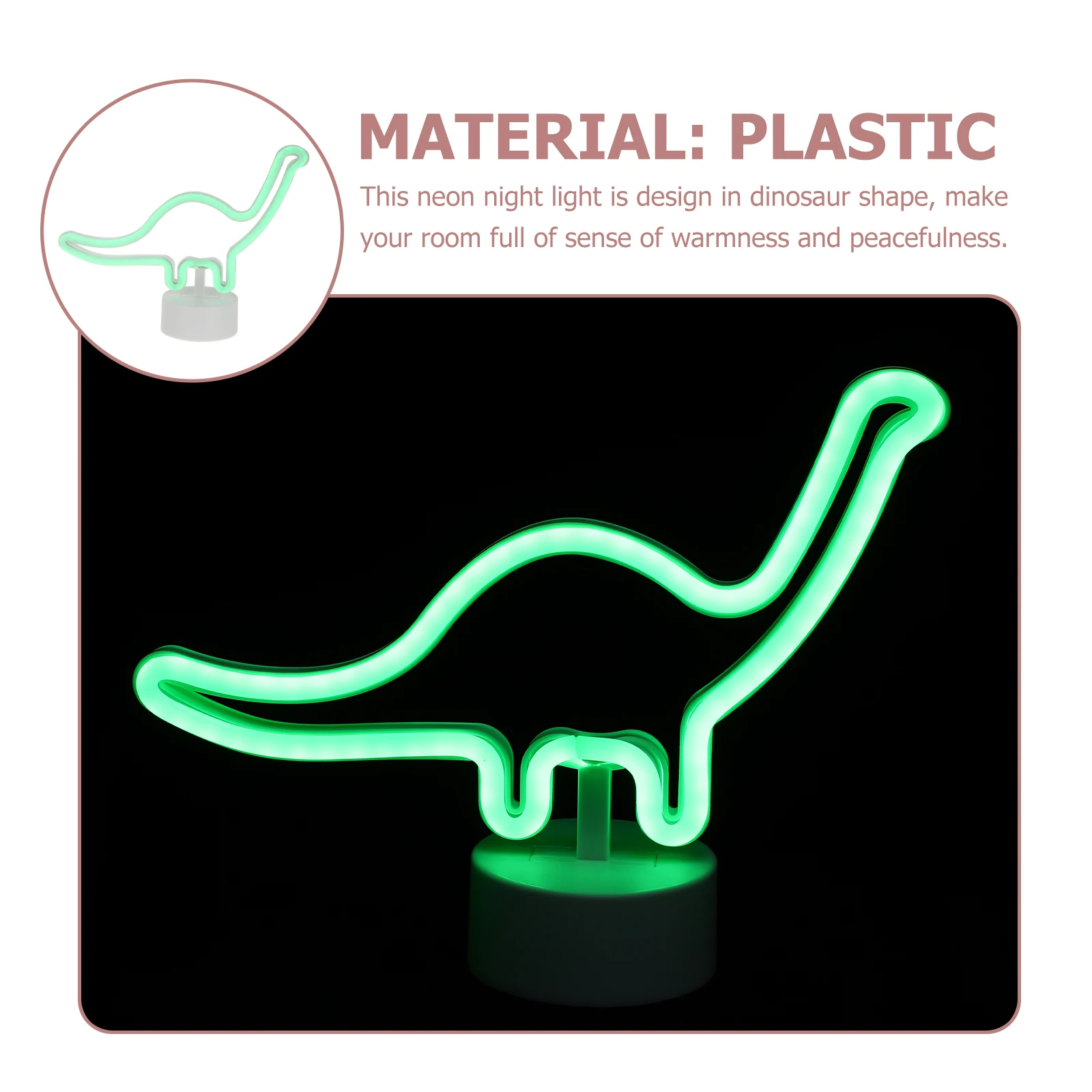 

Creative LED Dinosaur Neon Light Green Night Lamp for Bedroom Kids Stylish Modern Plastic Animal Shape Wall for Home