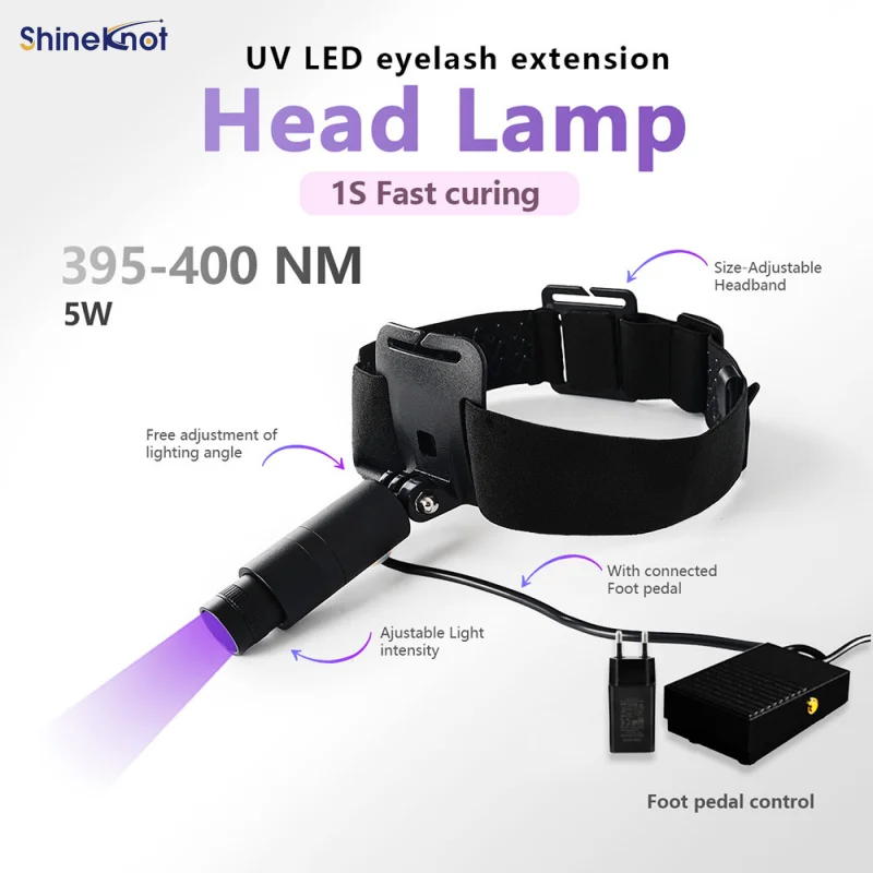 SHINEKNOT UV Eyelash Lamp LED Headest Curing Light Designed Specifically For Eyelash Technicians 1-Second Quick-Drying Headlamp