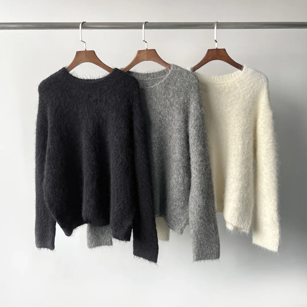 

Autumn and Winter New Wool Blended Elastic Loose Knitted Top Sweater Women