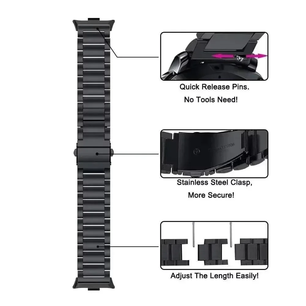حزام معدني لساعة Redmi 5/Redmi Watch 4 سوار من الفولاذ المقاوم للصدأ قابل للتعديل لساعة Xiaomi Mi Band 9 Pro/Mi Band 8 Pro