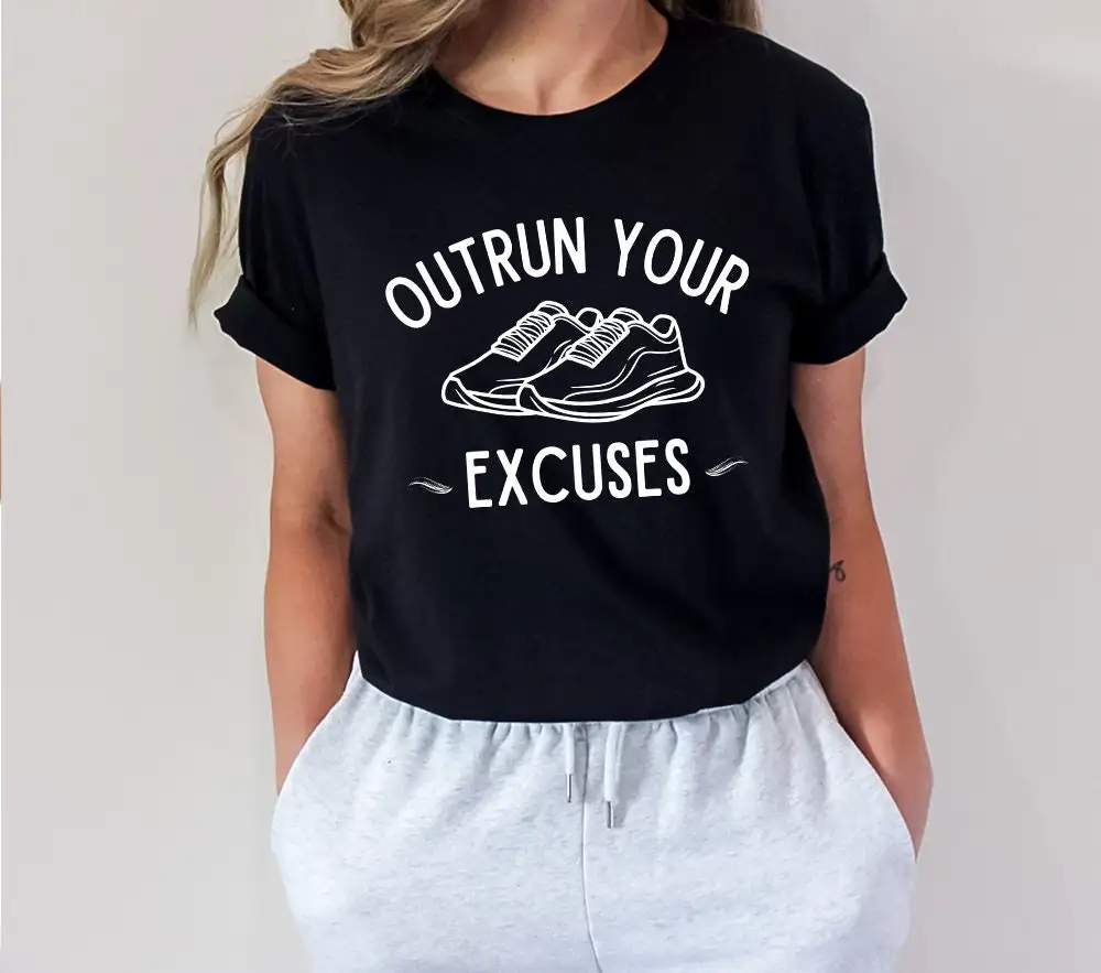 Outrun Your Excuses Running T Shirt 5K Marathon Runner Motivational for WorkouT