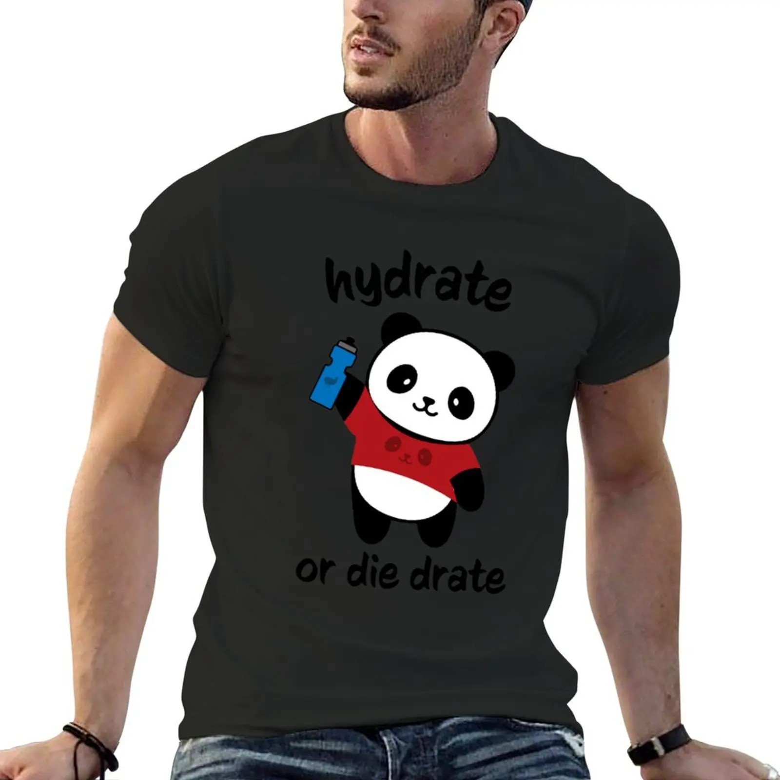 Hydrate or Die-drate Panda T-Shirt graphic tee shirt Aesthetic clothing plus size men clothing