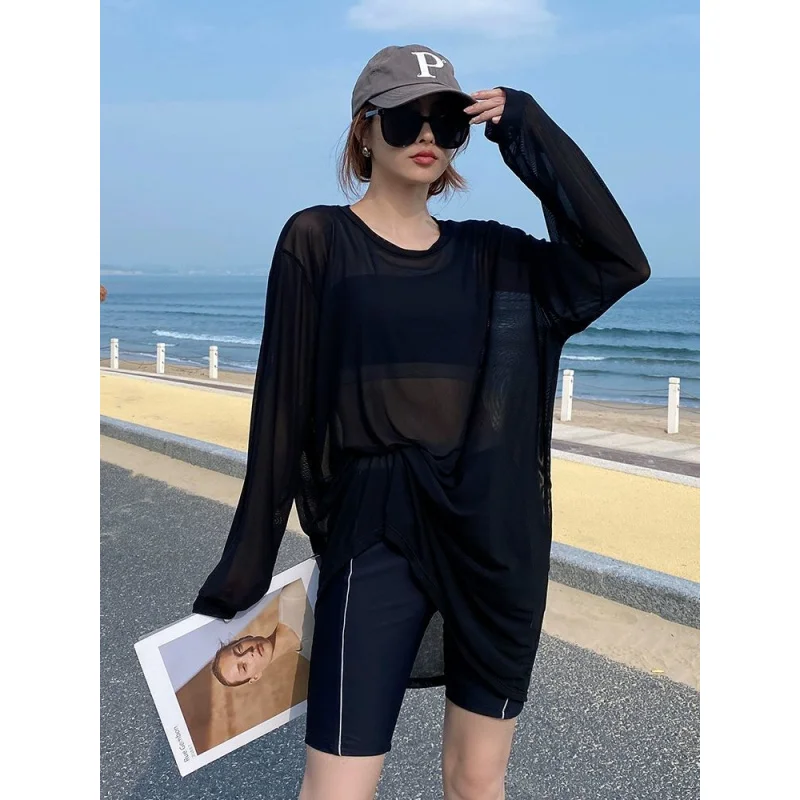 Costume da bagno da donna taglie forti Copricostume estivo in due pezzi Set sciolto in tre pezzi Hot Springs