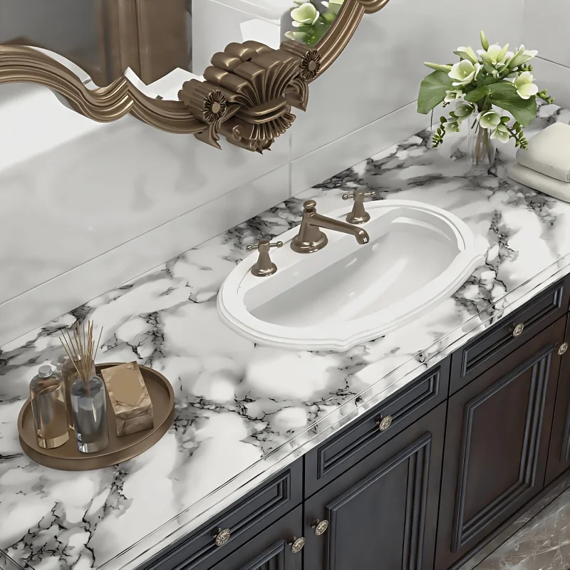 Marble Waterproof Vinyl Peel and Stick Wallpaper Bathrooms Self-adhesive Furniture Decal PVC Removable Wall Panels Wallpaper