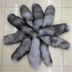 2024 Real Fox Fur Tail Large Long Natural Fur Tail Keychain Beautiful accessory Lengch 40 cm Car Keychains For Women