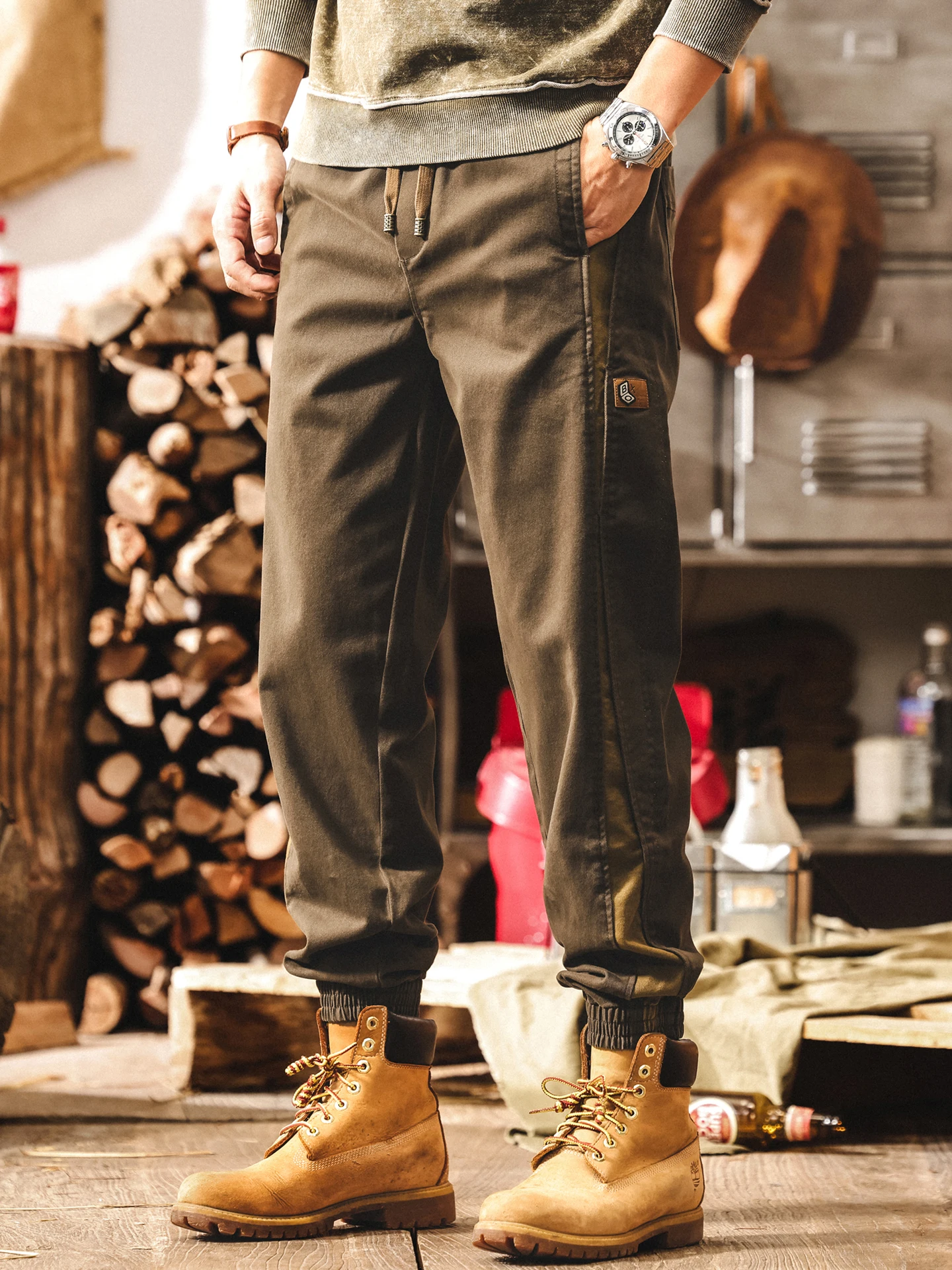 

American Sle Heavyweight Retro Workwear Pants Men's Loose Casual Trousers Trendy Brand Cuffed Men's Jeans Autumn New Arrival