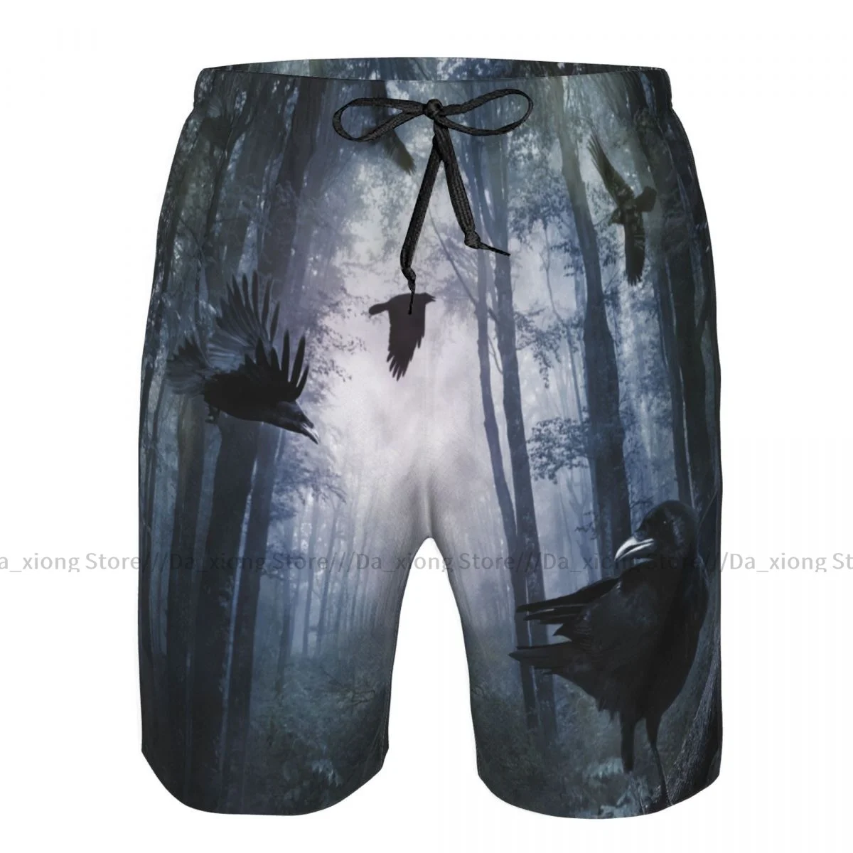 Men Beach Short Quick-drying Swimming Trunk Black Crows Flying In The Night Forest Swimwear Swimsuit Bathing Shorts