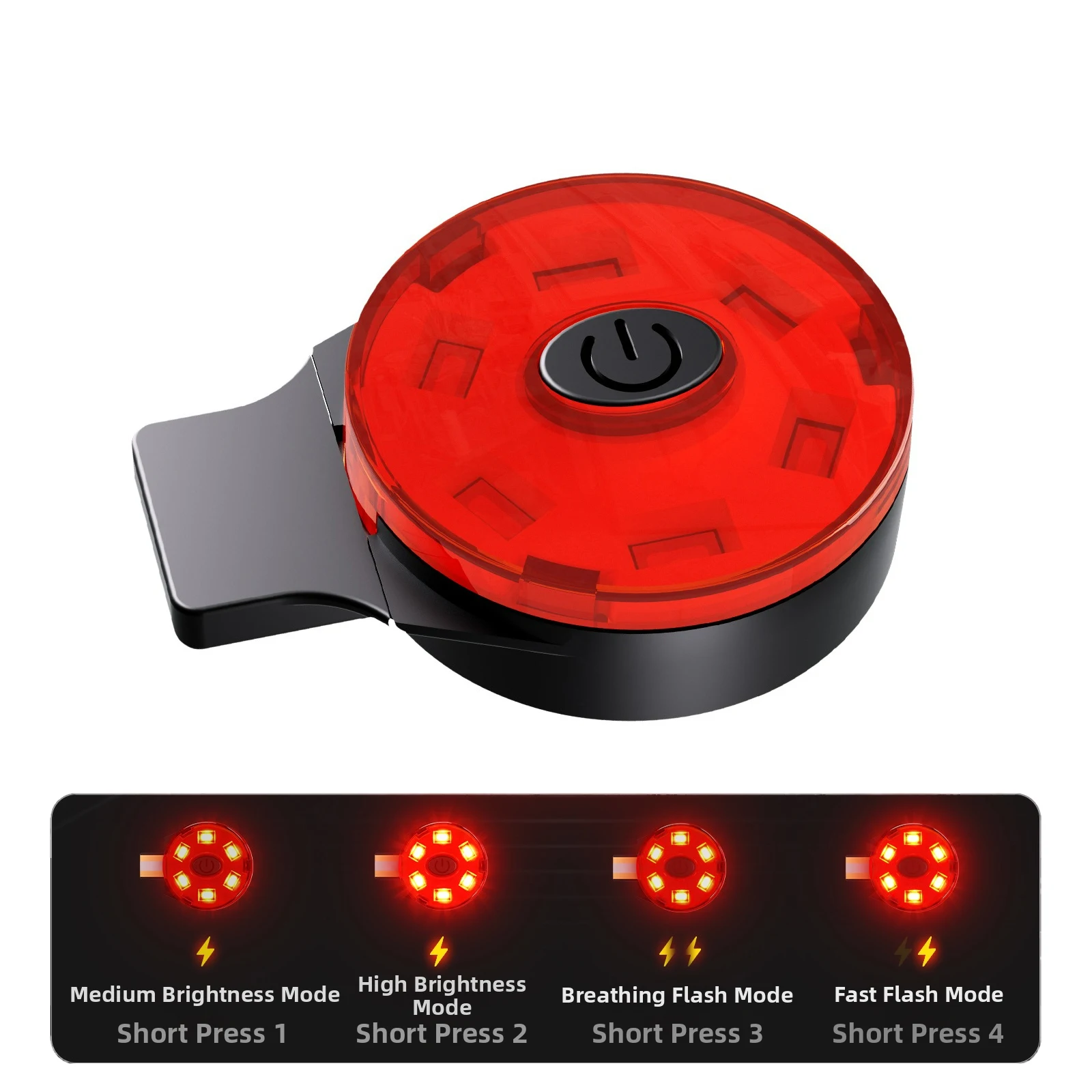 2026 Night Riding Helmet Tail Light USB Rechargeable High-Brightness Safety Light VelcrosMounting LED Warning Waterproof Light
