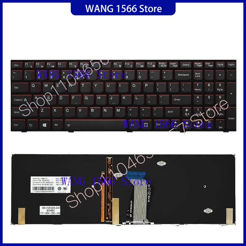 Teclado para ordenador portátil Z J US para Lenovo Ideapad Y500 Y500N Y500NT Y510p con versión retroiluminada en inglés de ángulo recto