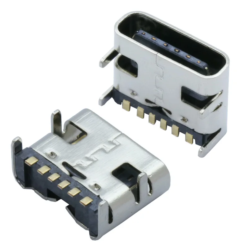1000pcs/lot USB Type C 6 Pin SMT Socket Connector USB 3.1 Type-C Female Placement SMD DIP for PCB DIY high current charging