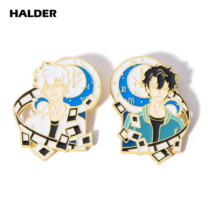 HALDER Time Agent Anime Characters Pin Cosplay Enamel Brooch Exquisite Badge Clothing Backpack Bag Accessories For Men Women