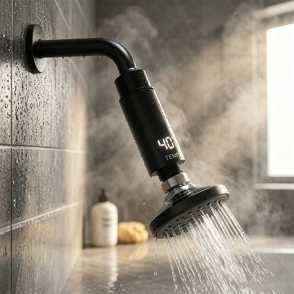 Baby Bath For Safety LED Thermometer for Shower Heads Real Time for temp Reading Bright Display 8.8cm x 2.8cm Black