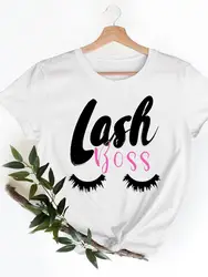 Casual Ladies Print T-shirts Clothing Short Sleeve Clothes Fashion Eye Lashes Letter Trend Summer Women T Female Graphic Tee