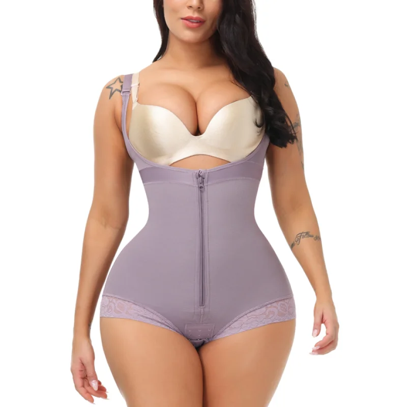 Fajas Abdominal control Compression Waist Trainer Shapewear Open Bust Sexy Lace Butt Lifter Flat Belly Bodysuit