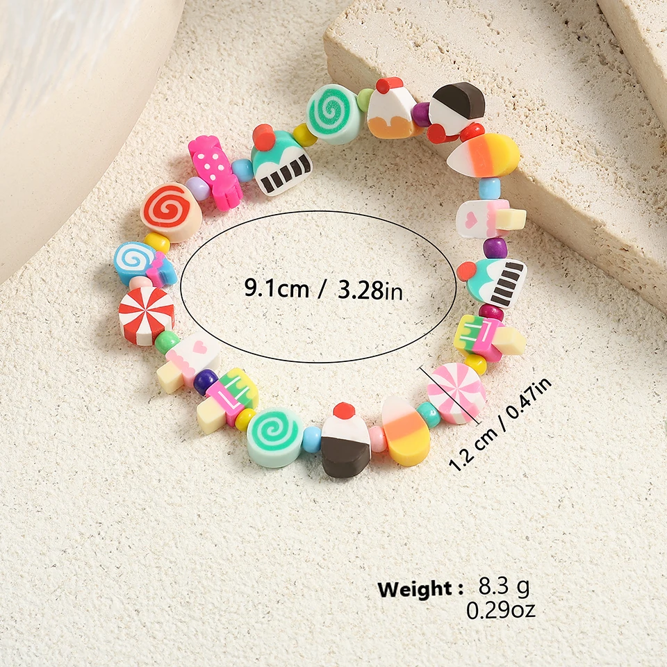 Yupsk لطيف الكرتون الحيوان الحلوى نمط اليدوية حبة سوار للنساء الفتيات الملونة مكدسة سوار المجوهرات هدية بالجملة #6