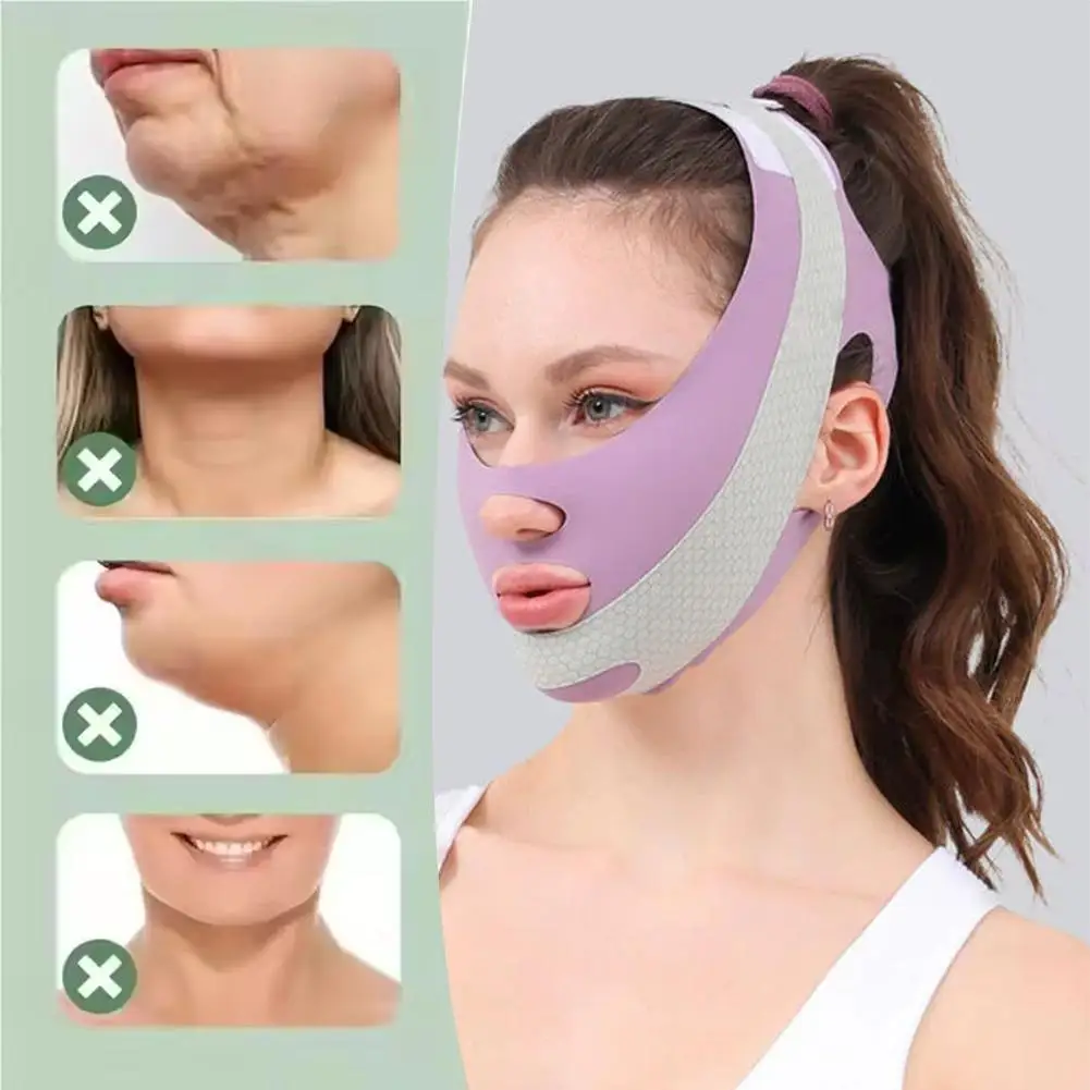 Wiederverwendbarer Schönheits-Schlafmasken-Gurt für Frauen, V-Linie, Facelifting-Gurt, Jawline Shaper, Doppelkinn-Reduzierer, Gesicht, schlankes Bandag E8J0