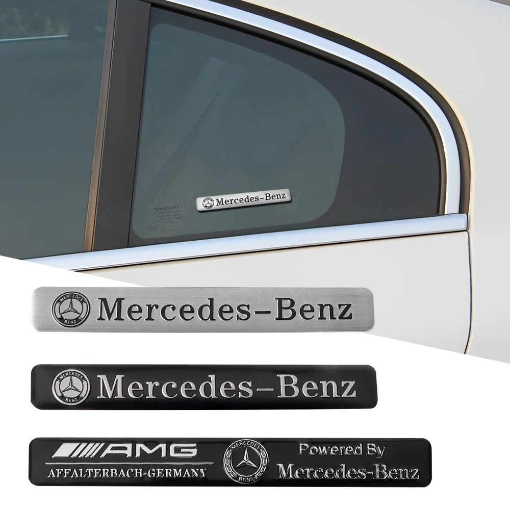 Car Styling Aluminum Emblem Trunk Window Side Decal Sticker For Mercedes Benz Exclusive AMG W108 W124 W126 W168 W169 W176 W140