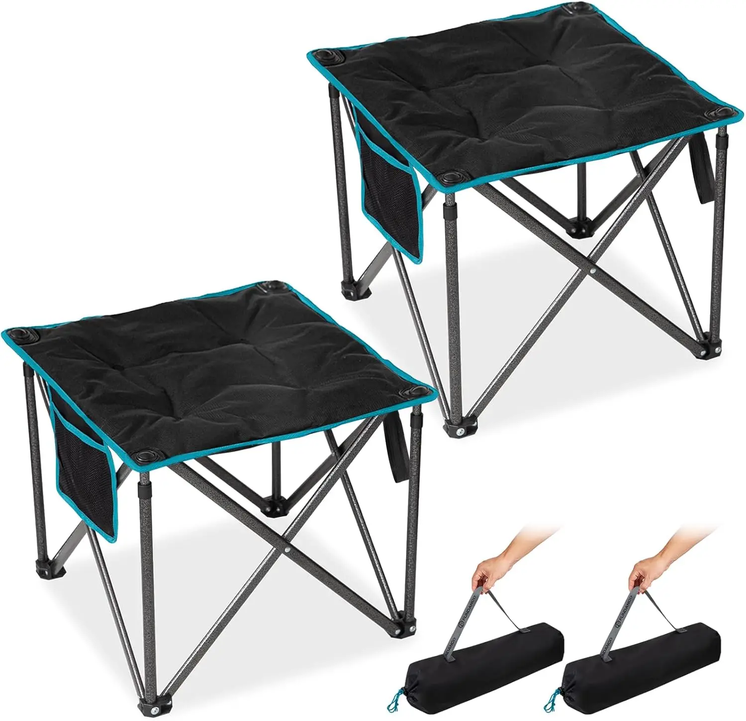 

Oversized Camping Stool for Adults, 2-Pack Heavy Duty Folding Ottoman with Padded Seat & Carry Bag, Supports 440 Lbs