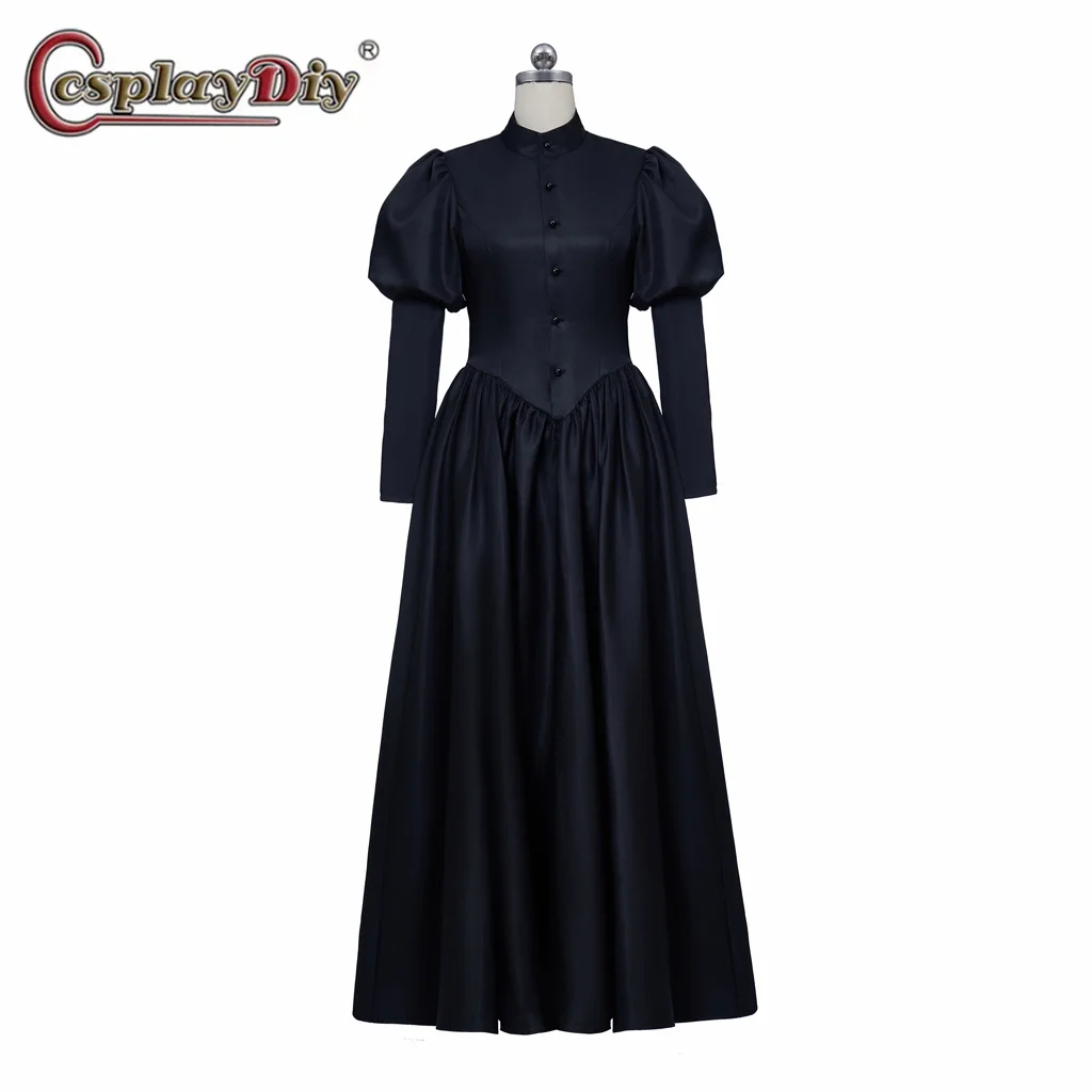 Black Victorian Mourning Dress Renaissance Medieval Dress Cosplay Female Victorian Vestido Robe Black Gowns Dress