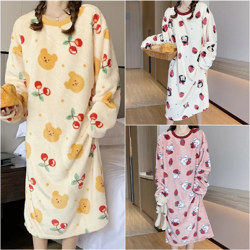 Maternity Winter Thickened Warm Pajamas Coral Velvet Robe Monthly Wearable Pregnant Women Clothing Cute Large Size Long-Sleeved