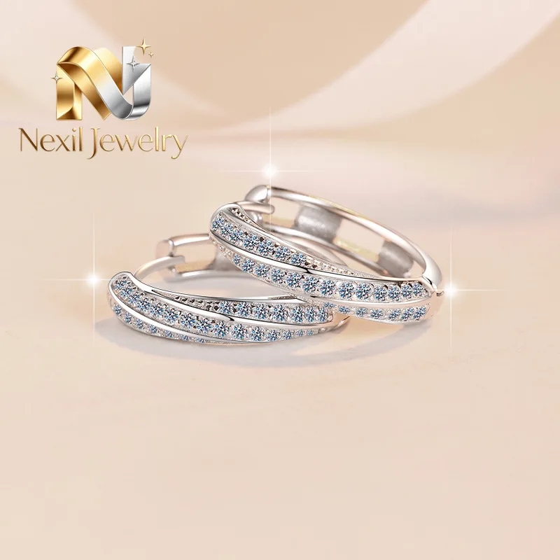 Nexil Jewelry   Nexil Jewelry  Versatile Round Hoop Earrings Women's 0.5CT Moissanite PT950 Platinum - Classic round style, 0.5C