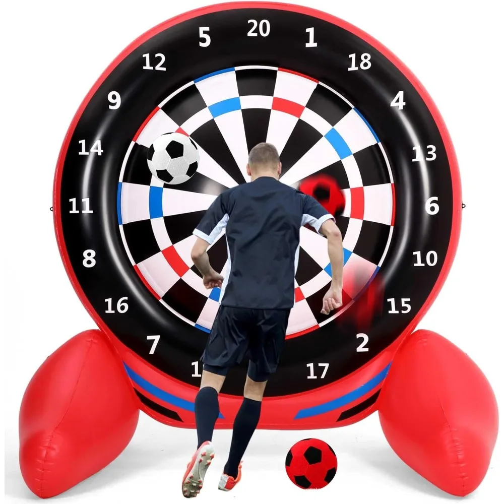 

Надувные гигантские игры в дартс (высота 6 футов), дартс для уличной футбольной мишени Jumbo с футбольными мячами и воздушным насосом, большой K