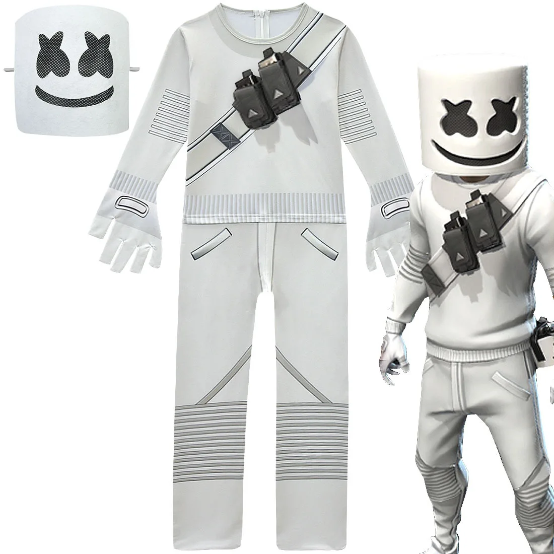 DJ Rock Music Children's Day Stage Performance Outfits Smiling Face DJ Cosplay Costumes Boys Halloween Jumpsuit for Kids