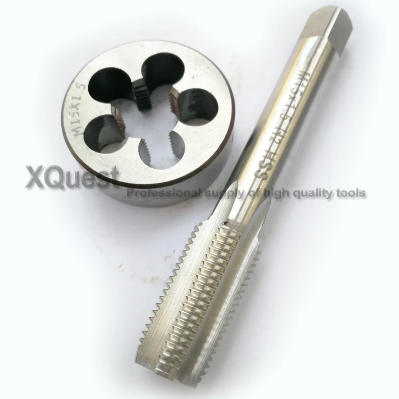 Imagem -05 - Torneira de Mão de Rosca Fina Moles Manuais Torneiras Plug Hss Metric M15 Round Die M15x1.5 M15x1.25 M15x0.75 M15x1 M15x0.5 Conjunto