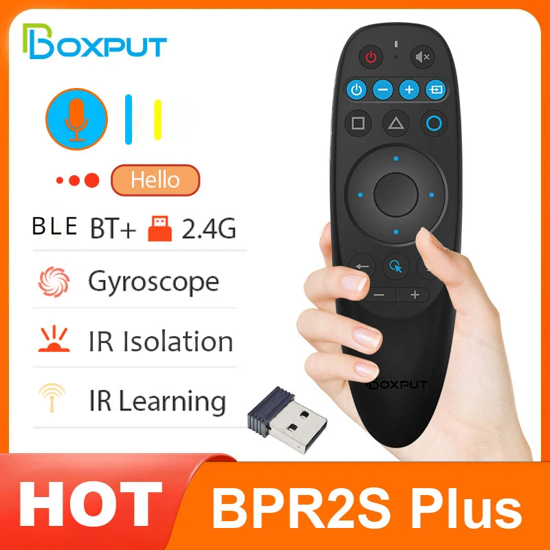 BOXPUT BPR2S Plus BT Air Mouse IR Learning IR Isolation 2.4G Wireless Voice Remote Control Gyroscope for Android TVBox TV Stick