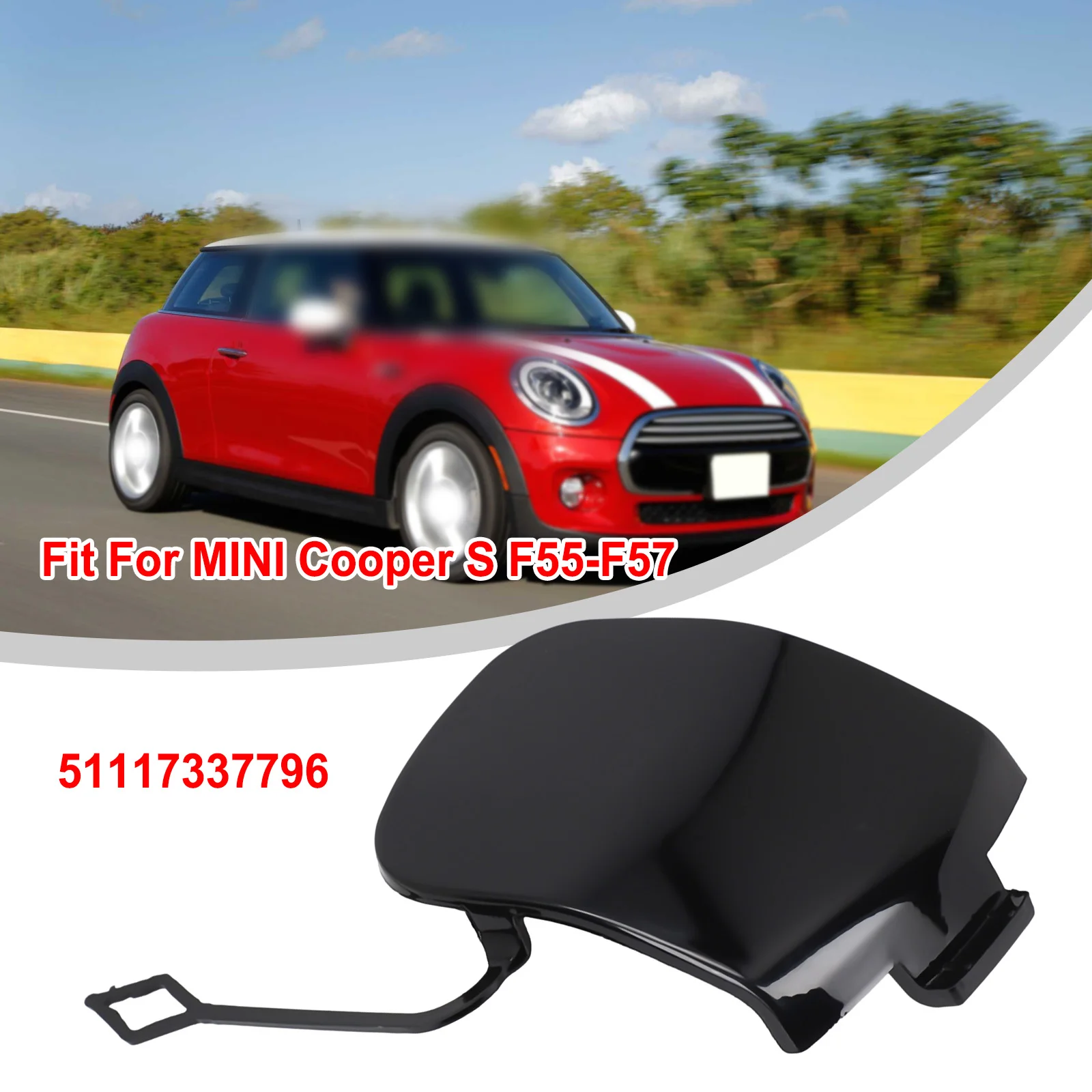 Tampa do gancho do reboque para Mini Cooper F55-F57, amortecedor dianteiro, lado inferior, parte plástica, tampa do olho, acessórios, 51117337796