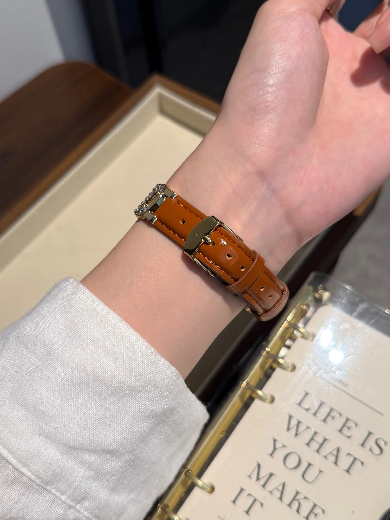 S Diamond studded Metal Leather Bracelet Suitable for Xiaomi Bracelet 8/9 8pro 9pro Women's Bracelet for Redmi Watch 4 5 Strap