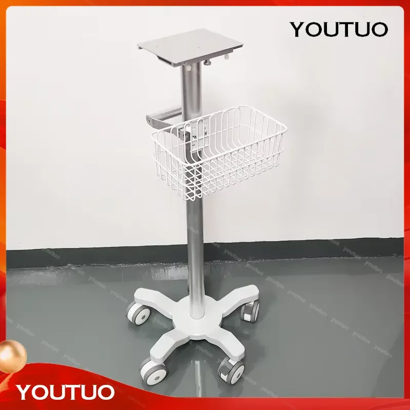 Aluminum Alloy Medical Trolley with Bottom Sink Support Mobile Monitor Cart for Healthcare Professionals Hospital Use