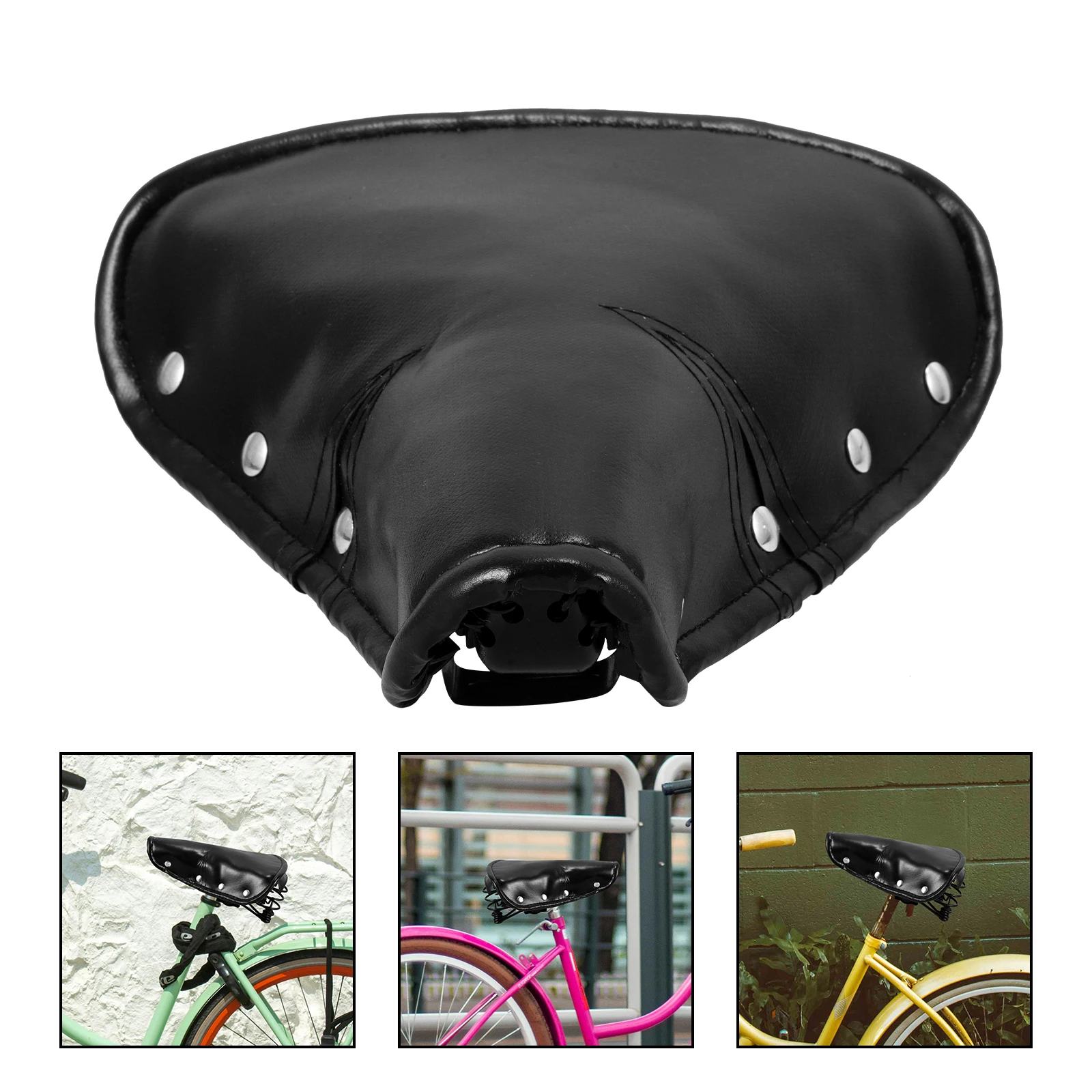 

Bicycle Seat Wide Saddle Durable PU Alloy Clean Bike Saddle Retro Bike Seats Black